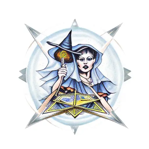 tarot witchy trailing tattoo design idea