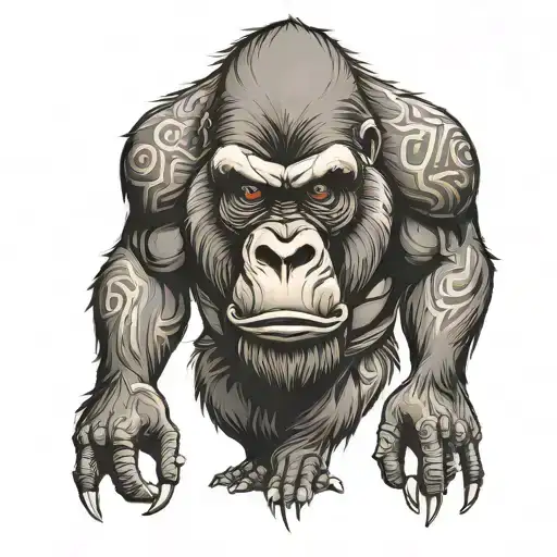 Dominant gorilla from front tattoo design idea