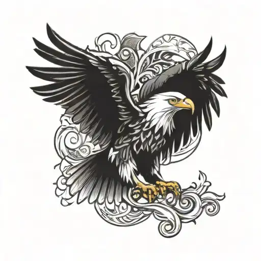 go with your gut using eagle flying tattoo design idea