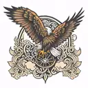 go with your gut using eagle flying tattoo design idea