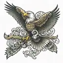 go with your gut using eagle flying tattoo design idea