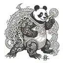 go with your gut dragon warrior panda bear tattoo design idea