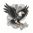 go with your gut using eagle flying tattoo design idea