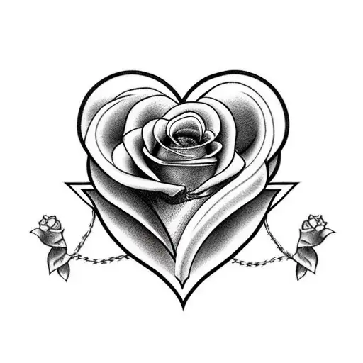 heart with barbed wire, some roses around and some dove  tattoo design idea