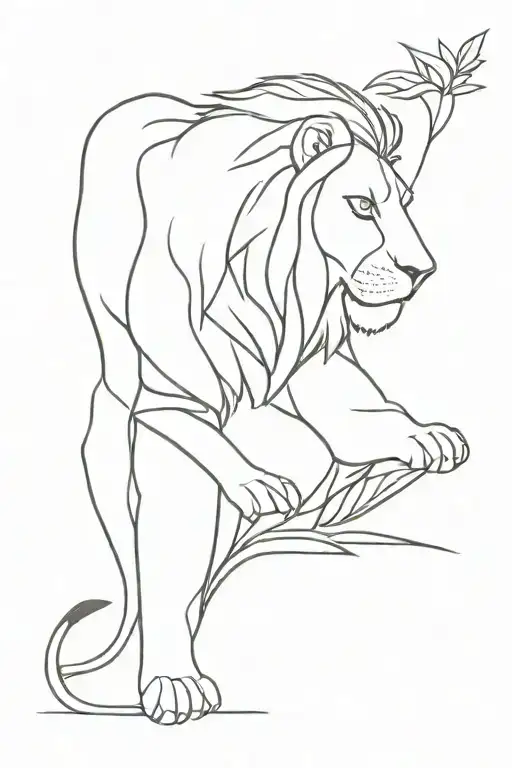 lion king in jungle tattoo design idea