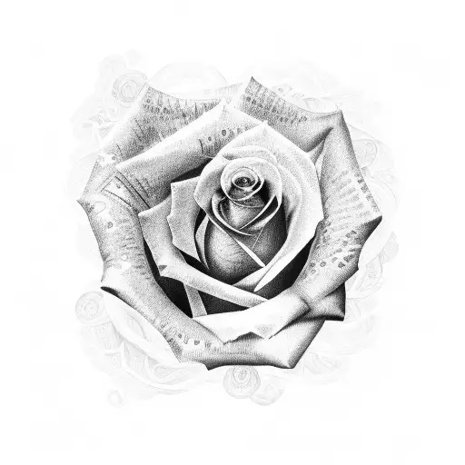 Rose made out of 100 dollar bills tattoo design idea