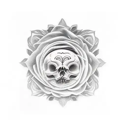 un percorso che parte dalla terra e si snoda attraverso un paesaggio scuro e roc tattoo design idea