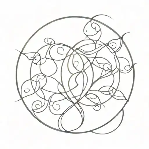 Interlocking Pisces and Aries astrological symbol intertwined tattoo design idea