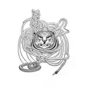 Ailm with rope that has been repaired around it tattoo design idea