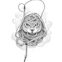Ailm with rope that has been repaired around it tattoo design idea