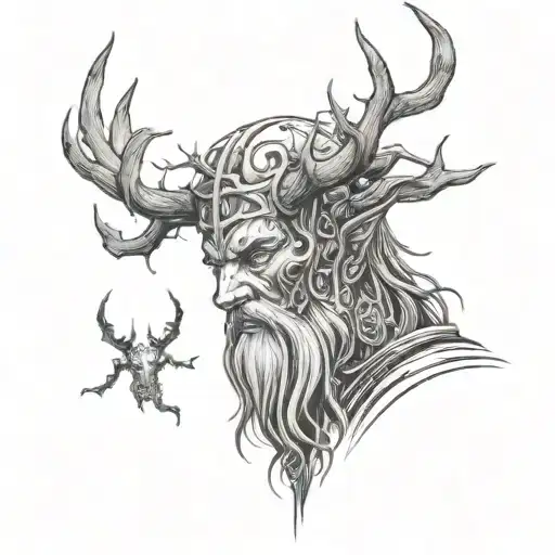 Leshy with horns tattoo design idea