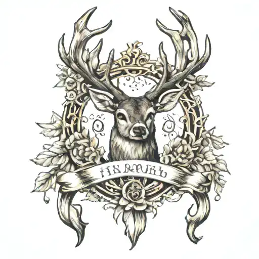 deer antlers coming off the initials HC tattoo design idea