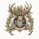 deer antlers coming off the initials HC tattoo design idea