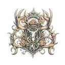 deer antlers coming off the initials HC tattoo design idea