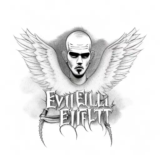 evil wings with barb wire and lil peep exit life inspired text tattoo design idea