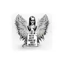 evil wings with barb wire and lil peep exit life inspired text tattoo design idea