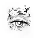 eye, text: all glory is fleeting and bird tattoo design idea
