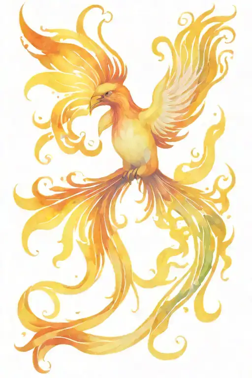 phoenix bird blowing flames shooting tattoo design idea
