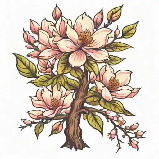 magnolia tree tattoo design idea