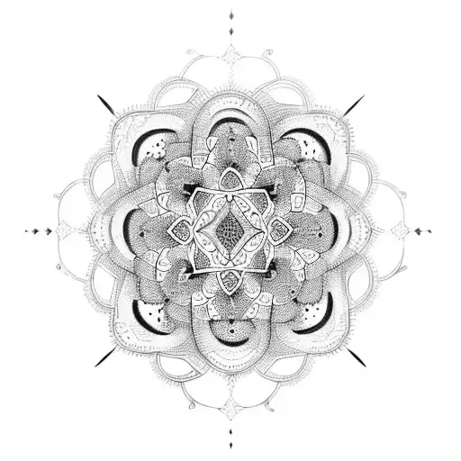 An intricate mandala design incorporating the names of the client's children tattoo design idea