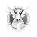 stained glass 2D dove black and grey with crown tattoo design idea
