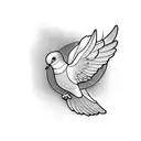 stained glass 2D dove black and grey with crown tattoo design idea