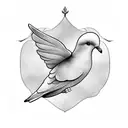 stained glass 2D dove black and grey with crown tattoo design idea