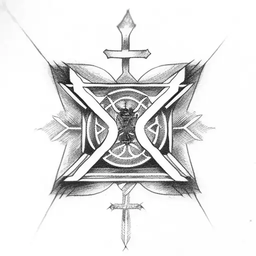 number 3 combined with cross sign tattoo design idea