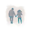 A silhouette of a father and daughter holding hands tattoo design idea