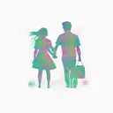A silhouette of a father and daughter holding hands tattoo design idea