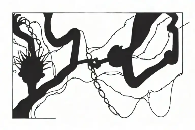 broken chains breaking and bursting tattoo design idea