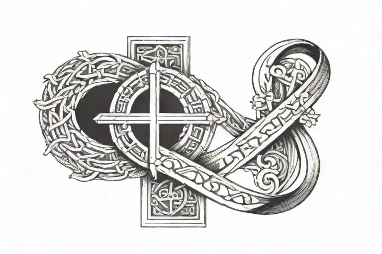 cross band tattoo featuring Roman numerals tattoo design idea