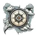 compass among the clouds in the background tattoo design idea