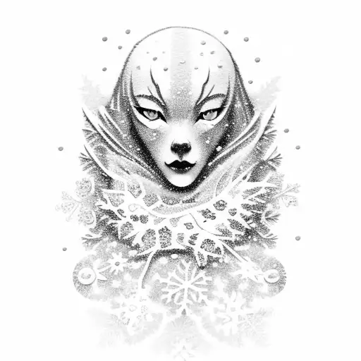 Snow Lands on Top (in text) with snowflakes around it  tattoo design idea