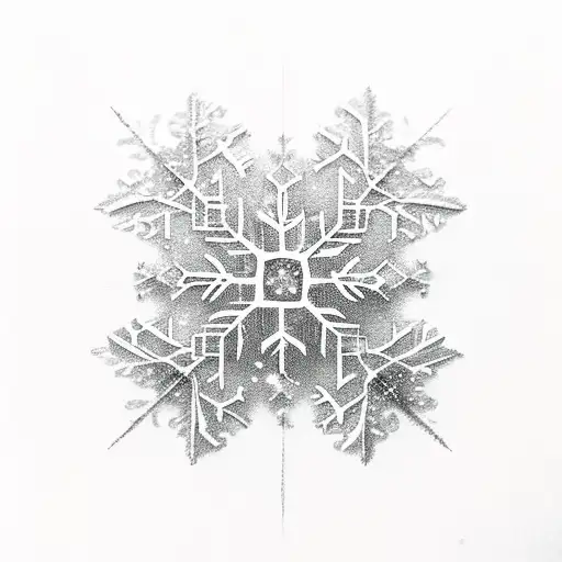 Snow Lands on Top in text, with snowflakes around it  tattoo design idea