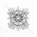 Snow Lands on Top (in text) with snowflakes around it  tattoo design idea