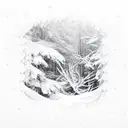 Snow Lands on Top in text, with snowflakes around it  tattoo design idea