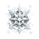 Snow Lands on Top in text, with snowflakes around it  tattoo design idea