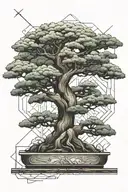 bonsai tree surrounded tattoo design idea