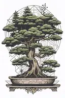 bonsai tree surrounded tattoo design idea