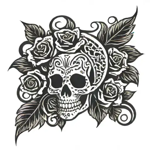 Grateful Dead skull and roses tattoo design idea