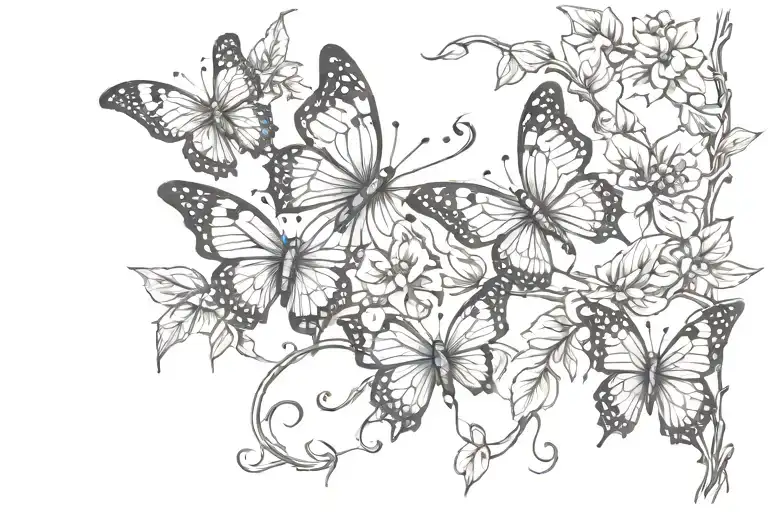 Butterflies on a vine tattoo design idea