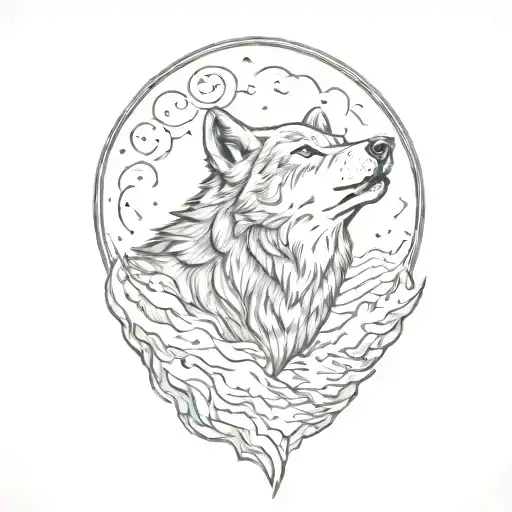 Wolf Howling at The Moon tattoo design idea