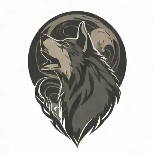 Wolf Howling at the moon tattoo design idea