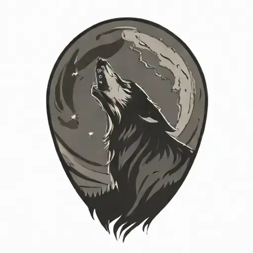 Wolf Howling at the moon tattoo design idea