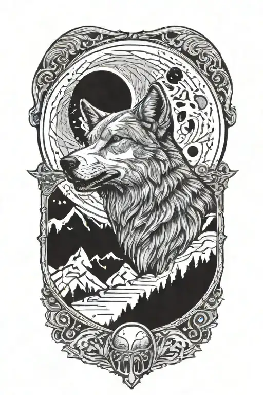 Wolf Howling at The Moon tattoo design idea