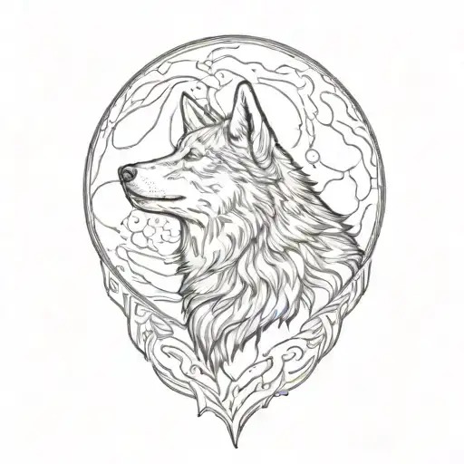 Wolf Howling at The Moon tattoo design idea