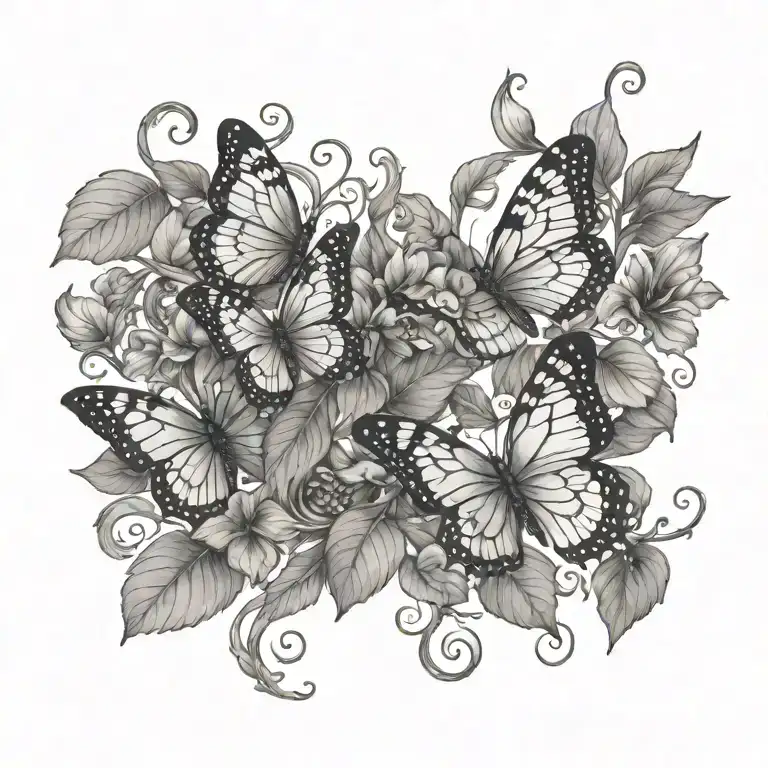 Butterflies on a vine tattoo design idea