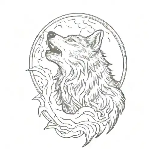 Wolf Howling at The Moon tattoo design idea