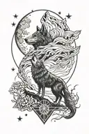 Wolf Howling at The Moon tattoo design idea